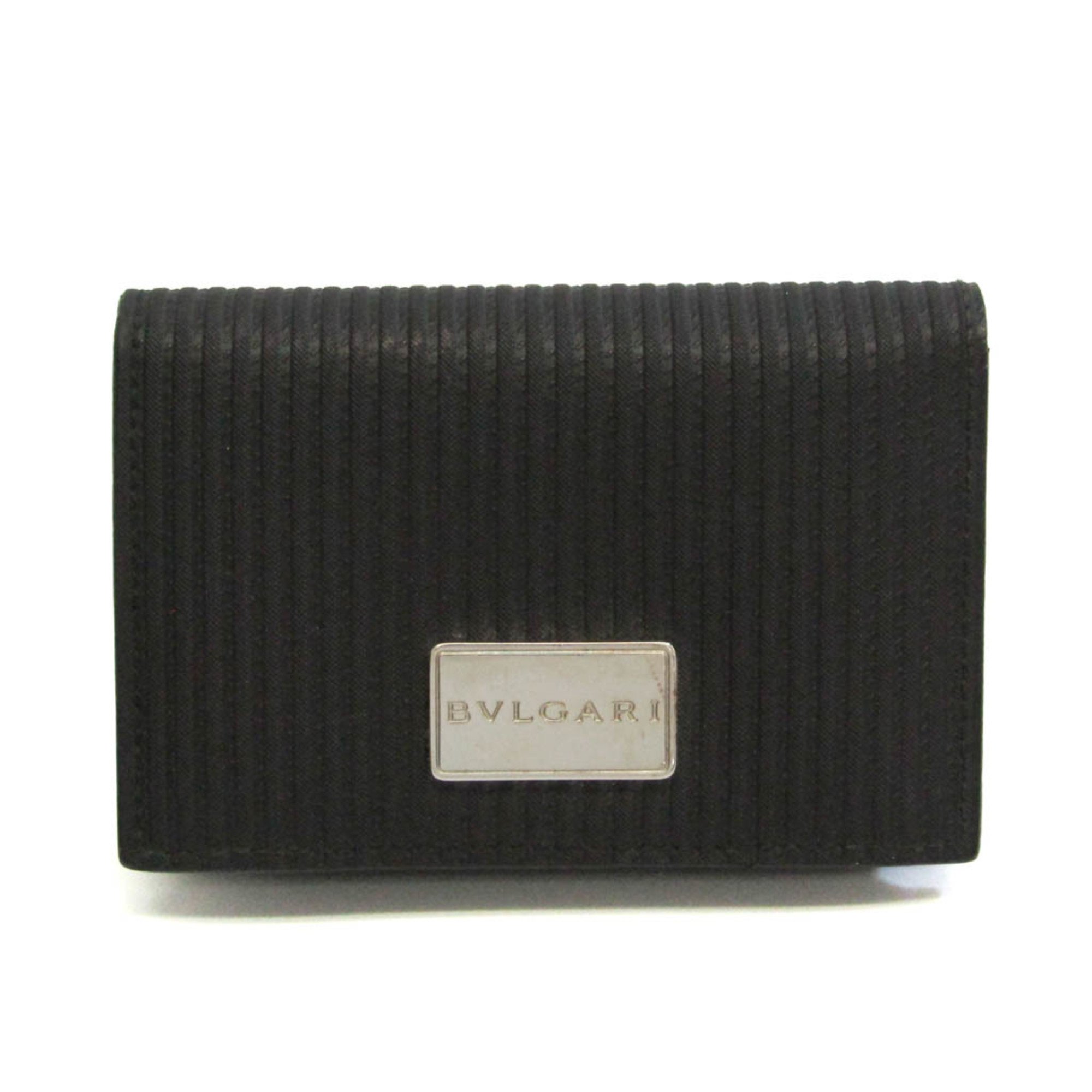 Bvlgari Millerige Leather Coated Canvas Card Case Black